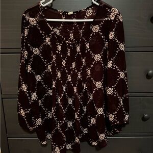 Old Navy Burgundy Floral Blouse